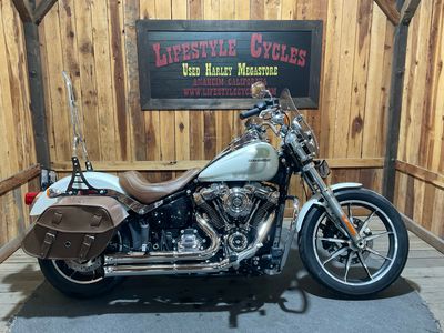 2018 Harley-Davidson Low Rider 107 FXLR in Bonneville Salt Pearl — front three-quarter view