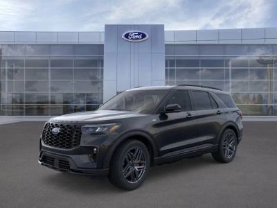 2026 Ford Explorer in Agate Black — front three-quarter view