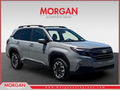 2026 Subaru Forester Premium in River Rock Pearl — front three-quarter view