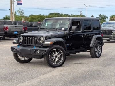 2024 Jeep Wrangler Sport S 4xe in Black — front three-quarter view