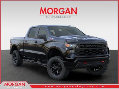 2026 Chevrolet Silverado 1500 Custom Trail Boss in Black — front three-quarter view