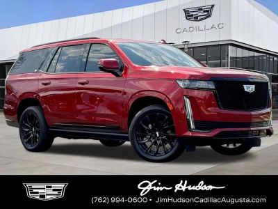 2024 Cadillac Escalade Sport in Radiant Red — front three-quarter view