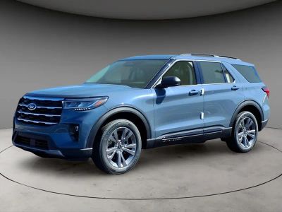 2026 Ford Explorer Active in Vapor Blue — front three-quarter view