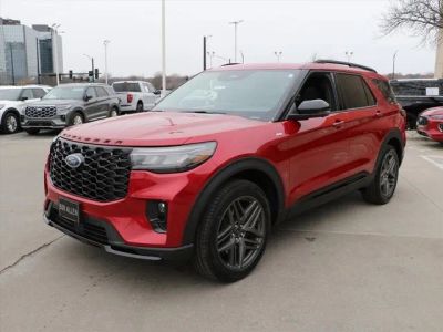 2026 Ford Explorer ST-Line in Red Metallic — front three-quarter view