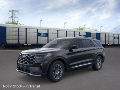 2026 Ford Explorer Platinum in Agate Black Metallic — front three-quarter view