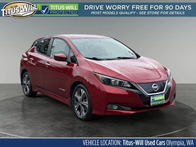 2019 Nissan Leaf SV in Scarlet Ember Tintcoat — front three-quarter view