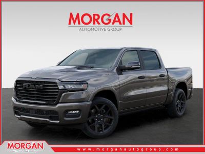 2026 Ram 1500 Laramie in Gray — front three-quarter view