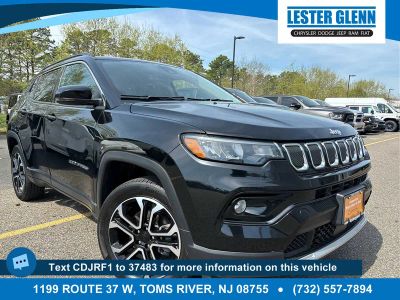 2022 Jeep Compass Limited in Diamond Black Crystal P/C — front three-quarter view