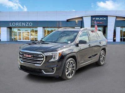 2023 GMC Terrain SLT in Ebony Twilight Metallic — front three-quarter view