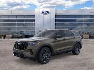 2026 Ford Explorer ST in Marsh Gray — front three-quarter view