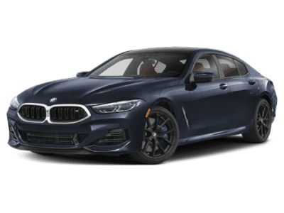 2026 BMW 8 Series M850i in CARBON BLK MET — front three-quarter view