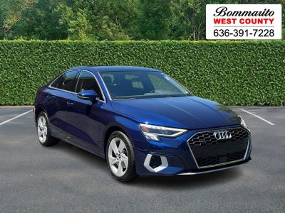 2023 Audi A3 Premium Plus 40 TFSI quattro in Navarra Blue Metallic — front three-quarter view