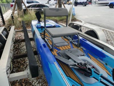 2023 Kaku Guru 14 Ft Micro Skiff Kayak — rear three-quarter view