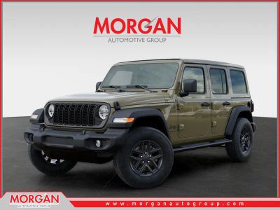 2026 Jeep Wrangler Sport S in Green — front three-quarter view