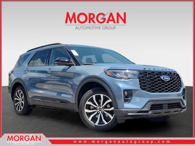 2025 Ford Explorer ST-Line in Blue — front three-quarter view