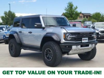 2023 Ford Bronco Raptor in Iconic Silver Metallic — front three-quarter view