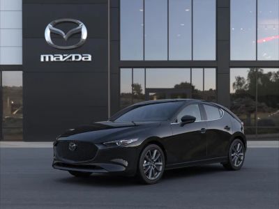 2026 Mazda Mazda3 Hatchback 2.5 S Preferred in Jet Black Mica — front three-quarter view