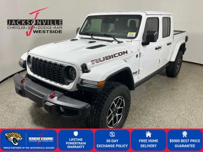2026 Jeep Gladiator Rubicon in Bright White Clear-Coat Exterior Paint — front three-quarter view