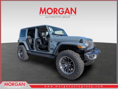 2026 Jeep Wrangler Sahara in Gray — front three-quarter view