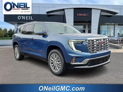 2026 GMC Acadia Denali in Downpour Metallic — front three-quarter view