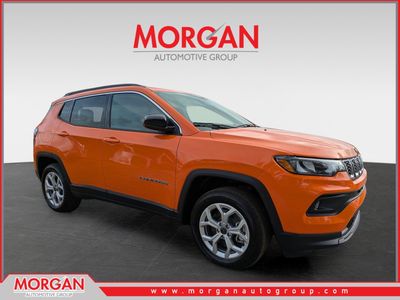 2026 Jeep Compass Latitude in Orange — front three-quarter view