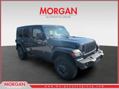 2026 Jeep Wrangler Sport S in Gray — front three-quarter view