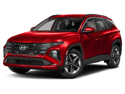 2026 Hyundai TUCSON SEL in Ultimate Red — front three-quarter view