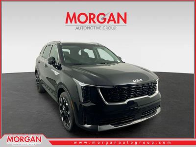 2026 Kia Sorento EX in Ebony Black — front three-quarter view