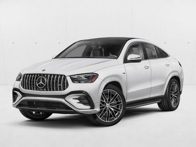 2026 Mercedes-Benz AMG GLE 53 AMG &reg; GLE 53 4MATIC+ &reg; Coupe in MANUFAKTUR Moonlight White — front three-quarter view