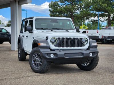 2026 Jeep Wrangler WRANGLER 4-DOOR SPORT S in Bright White Clear-Coat Exterior Paint — front three-quarter view