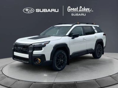 2026 Subaru OUTBACK Wilderness in Crystal White Pearl — front three-quarter view