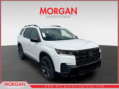 2026 Honda Pilot Sport in Platinum White Pearl — front three-quarter view