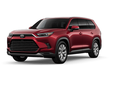 2026 Toyota Grand Highlander Limited in Ruby Flare Pearl 1 — front three-quarter view