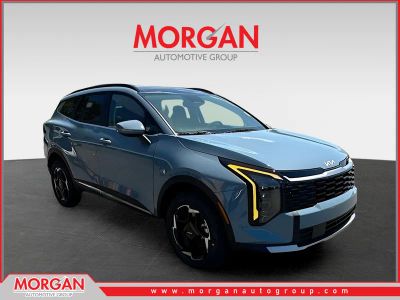 2026 Kia Sportage Hybrid EX in Blue — front three-quarter view