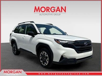 2026 Subaru Forester Base in White Pearl — front three-quarter view
