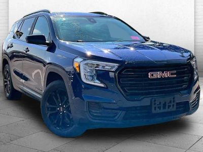 2022 GMC Terrain SLE in Marine Metallic — front three-quarter view