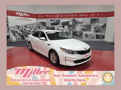 2018 Kia Optima LX in Snow White Pearl — front three-quarter view