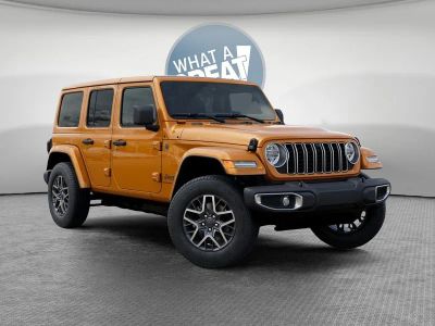 2026 Jeep Wrangler Sahara in Goldilocks Exterior Paint — front three-quarter view