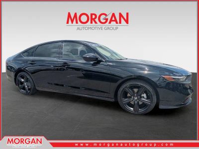 2025 Honda Accord Hybrid Sport-L in Crystal Black Pearl — front three-quarter view
