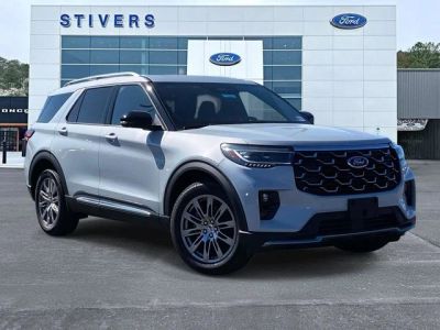 2026 Ford Explorer Platinum in Space White Metallic — front three-quarter view