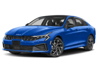 2026 Kia K5 EX in Yacht Blue — front three-quarter view