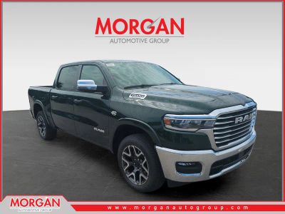 2026 Ram 1500 Laramie in Green — front three-quarter view