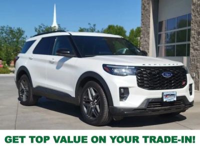 2025 Ford Explorer ST in White Metallic — front three-quarter view