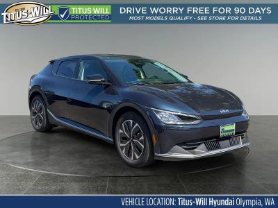 2024 Kia EV6 Light in Gravity Blue — front three-quarter view