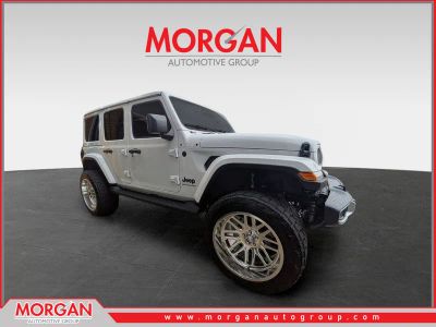 2025 Jeep Wrangler Sahara in White — front three-quarter view