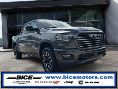 2026 RAM Ram 1500 Laramie Crew Cab 4x4 in Granite Crystal Metallic Clear-Coat Exterior Paint — front three-quarter view