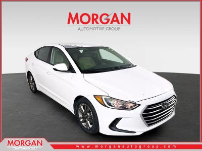 2018 Hyundai Elantra SEL in Quartz White Pearl — front three-quarter view