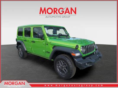 2025 Jeep Wrangler Sport S in Green — front three-quarter view