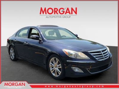 2012 Hyundai Genesis 3.8L in Twilight Blue Pearl — front three-quarter view