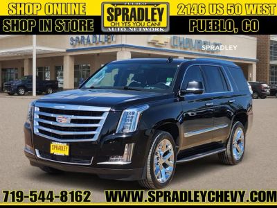 2015 Cadillac Escalade Luxury in Black Raven — front three-quarter view